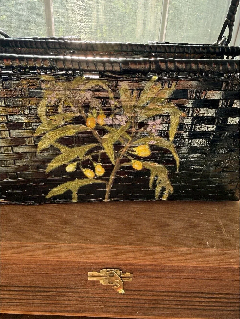 Vintage Wicker Flatware Utensil Caddy Basket Picnic Farmhouse Country Cottagecor